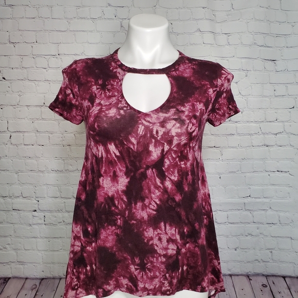 Mudd Tie Dye Maroon Fuschia Swing T-Shirt Size S - Picture 1 of 8